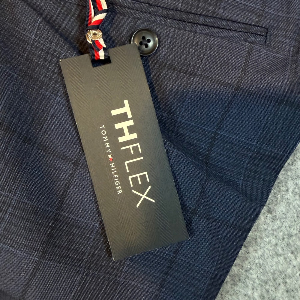 Tommy Hilfiger THFlex Tate-TH Blue Plaid Dress Pants Mens 34W x 30L TTEAPH6A0382 - Picture 3 of 9
